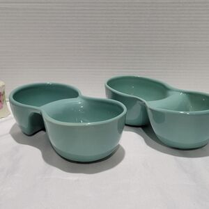 Ooma Bowl mint green Chips Dip Salsa Duo Chamber Set Of 2 Bowls